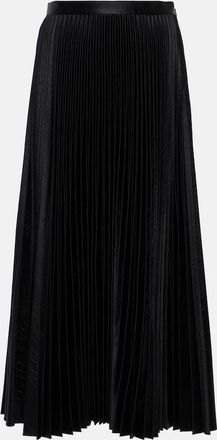 Alaia Pleated croc-effect satin midi skirt