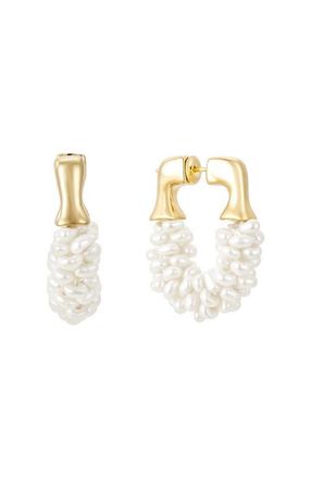 Untamed Petals Chateau Pearl Hoops in Gold at Nordstrom