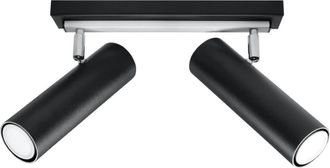 Wonderlamp L&aacute;mpara de techo negro y cromo con 2 focos orientables