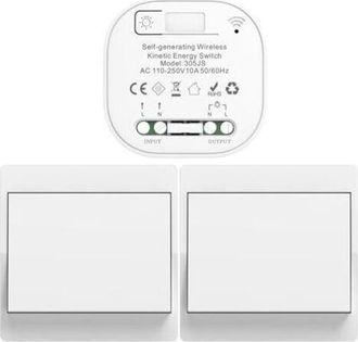 OEM Kit De Interruptor Inal&aacute;mbrico Para La Ue, Sin Bater&iacute;a, Interruptor Inal&aacute;mbrico Bidireccional Autoalimentado, Interruptor De Control Remoto Por Radio 