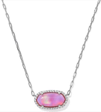 Kendra Scott Womens Elisa Pave Frame Short Pendant Necklace In Silver