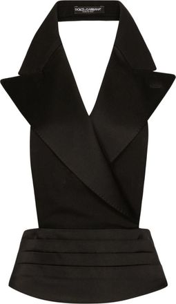 Dolce & Gabbana Black Double-breasted silk satin vest
