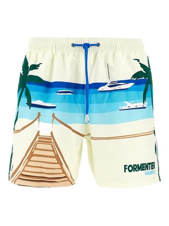 MC2 Saint Barth Zwembroek met grafische print - Beige