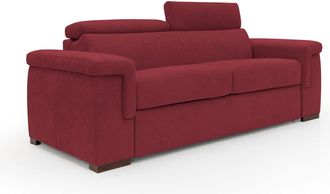 Divani.Store Giunone Sof&aacute; Cama Convertible Con Colch&oacute;n De 18 Cm Y Reposacabezas Reclinables En Tejido Impermeable 220 Cm (mat. 140x197 Cm) Rojo