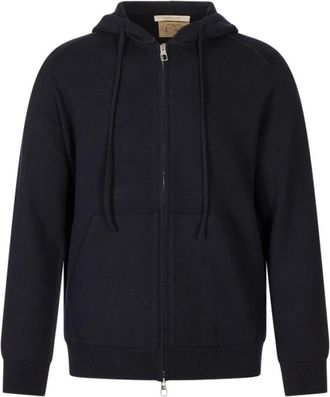 Montecore Sweater met rits en capuchon - Heren - Vesten met rits - Blauw - M - Wol - Hoodies & sweatvesten