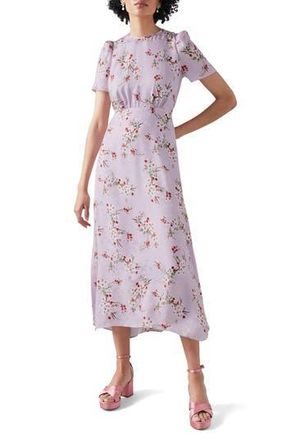 L.k. Bennett Boyd Cherry Blossom Silk Midi Dress in Mul-Purple at Nordstrom Rack, Size 12 Us / 16 Uk
