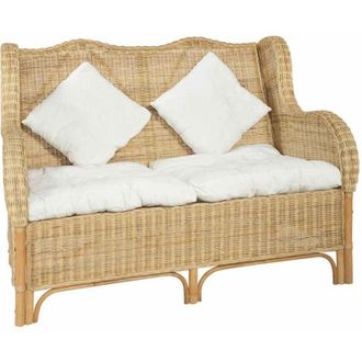 vidaXL Vidaxl - Divano a 2 Posti in Rattan Naturale e Lino