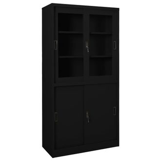 vidaXL Vidaxl - Armario De Oficina Con Puerta Corredera Acero Negro 90x40x180cm