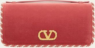 Valentino Garavani VLOGO Signature Suede Wallet with Chain Strap