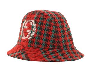 Gucci Red Tweed Fedora Hat Size M