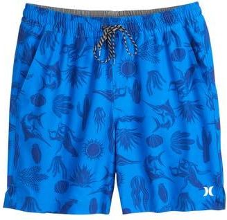 Hurley Danube Volley Swim Shorts in Blue /White at Nordstrom Rack, Size X-Large