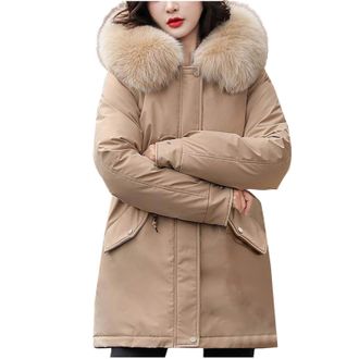 Generic Womens Quilted Coat Thickened Winter Warm Parka Jacket with Faux Fur Hood Casual Fashion Waterproof Windproof Plus Size Outerwear womens winter jacket