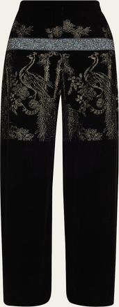Giorgio Armani Metallic Embroidered Velvet Wide-Leg Trousers