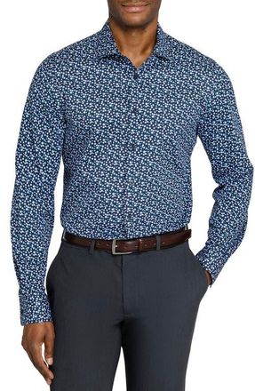 W.R.K Slim Fit Floral Stem Reworked Button-Up Shirt in Navy at Nordstrom, Size 16.5 - R