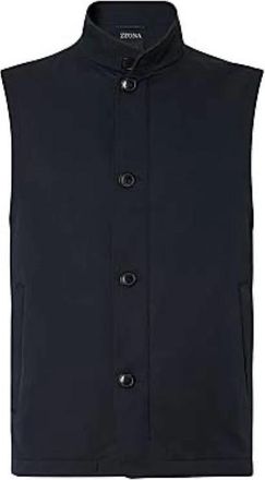 Ermenegildo Zegna Microfiber Motorin 50cc Vest - Heren - Bodywarmers - Blauw - M - Leer - Jassen