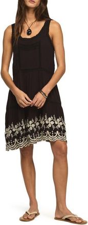 Lucky Brand Lace & Embroidery Sleeveless Minidress in Raven at Nordstrom, Size X-Small