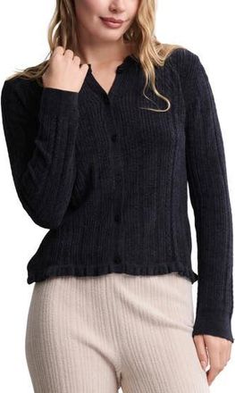 Barefoot Dreams CozyChic Lite Cable Knit Cardigan in Black at Nordstrom Rack, Size X-Large