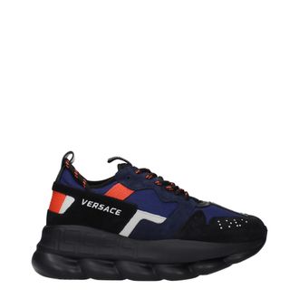 Versace Blue Fabric Athletic Mens Sneakers