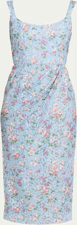 Markarian Marla Floral-Lace Wrap Midi Dress