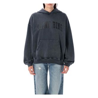Anine Bing Oversized Washed Black Knitwear Hoodie - female - Anine Bing - Hoodies - Black - M - Sweatshirts & Hoodies