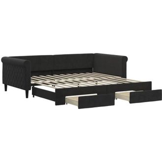 vidaXL Sof&aacute; Cama Nido Con Cajones Terciopelo Negro 100x200 Cm Vidaxl