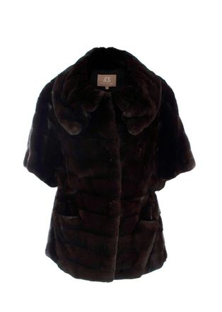 Bespoke JOS Brown Fine Qulaity Mink Fur Short Sleeve Jacket Size XS