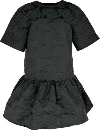 Ganni Ganni Botanical Jacquard Open-Back Mini Dress in Black Polyester