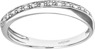 Jewelco London 9ct White Gold 2pts Diamond Pave Edge Half Eternity Ring 3mm - PR0AXL9832W