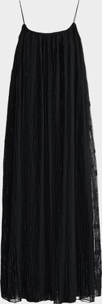 Toteme Floral Embroidered Plisse Tulle Maxi Dress