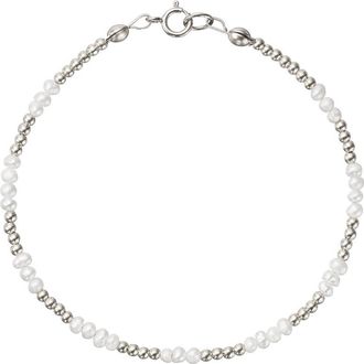 Lily & Roo Silver Beaded Mini Pearl Bracelet