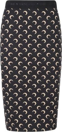 Marine Serre Rokken, Dames, Zwart, M, Moon Midi Rok