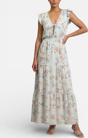 Rachel Roy Short Flutter Sleeve Alice Maxi Dress in Sky Floral at Nordstrom, Size 14