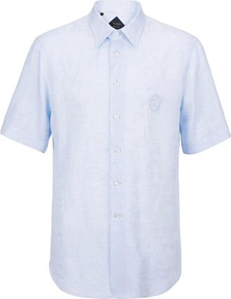 Billionaire Boys Club Silver Cut Short Sleeve Shirt - Heren - Korte mouwen Overhemden - Blauw - XS - Linnen - Overhemden