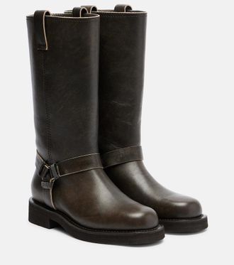 Brunello Cucinelli Botas altas de piel con cuentas Monili