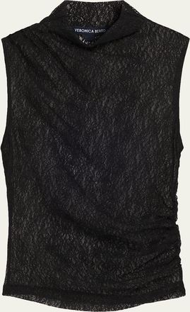 Veronica Beard Mylie Lace Mock-Neck Tank Top