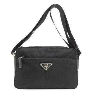 Prada Pre-owned Cross Body Bags, female, Black, Size: ONE SIZE Pre-owned Nylon Shoulder Bag