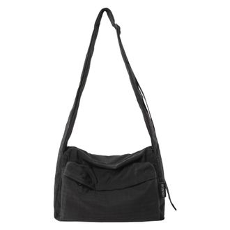 Generic Cymwer Nylon Plaid Shoulder Bag Checkered Crossbody Bag for Women Shopping (Black)