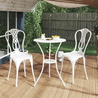 vidaXL Mesa Y Sillas De Bistr&oacute; 3 Piezas Aluminio Fundido Blanco Vidaxl
