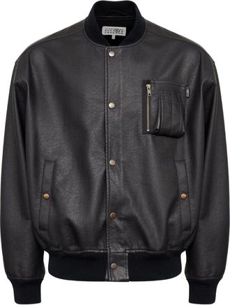 Maison Margiela Leather-effect Zip-pocket Bomber Jacket