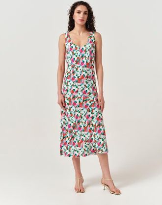 Ghost London Paloma Crepe Midi Slip Dress in Pink Tulip at Nordstrom, Size 12