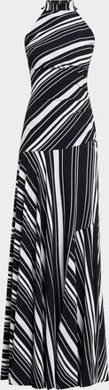 La Petite Robe Di Chiara Boni Sleeveless Striped Halter Gown