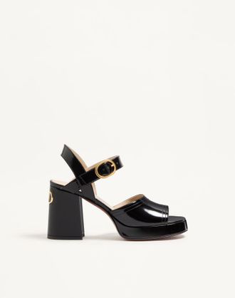 Valentino Garavani Sandalo Con Plateau Fawcette In Vitello Abrasivato 100Mm Donna NERO 35.5