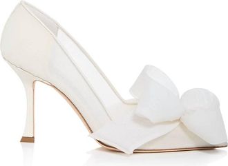 Jimmy Choo London Womens Staz 90 Mesh Pump Heel With Bow In Ivory