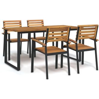 vidaXL Juego De Comedor De Jard&iacute;n 5 Pzas Madera Maciza Acacia Y Metal Vidaxl