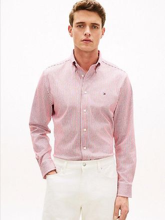 Tommy Hilfiger Performance Regular Fit Pique Stripe Oxford Shirt