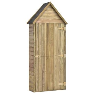 vidaXL Caseta Herramientas Jard&iacute;n Con Puerta Madera Pino 69,5x32x178cm Vidaxl