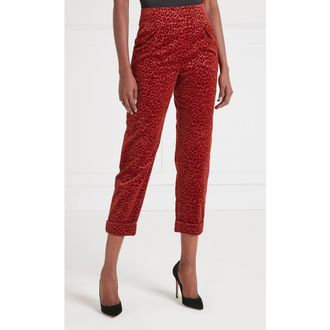 Temperley London Lynx Velvet Tapered Trouser in Maple Tonal Leoard at Nordstrom, Size 12