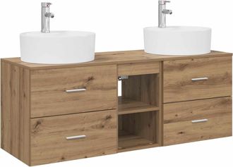 vidaXL Juego De Muebles De Ba&ntilde;o 3 Uds. Roble Artisan Vidaxl