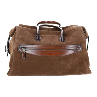 Santoni Suede Leather Weekend Bag - Heren - Weekendtassen - Bruin - ONE Size - Leer - Tassen