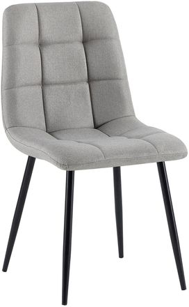 Clp Silla de comedor con patas de metal y asiento de Tela Gris claro